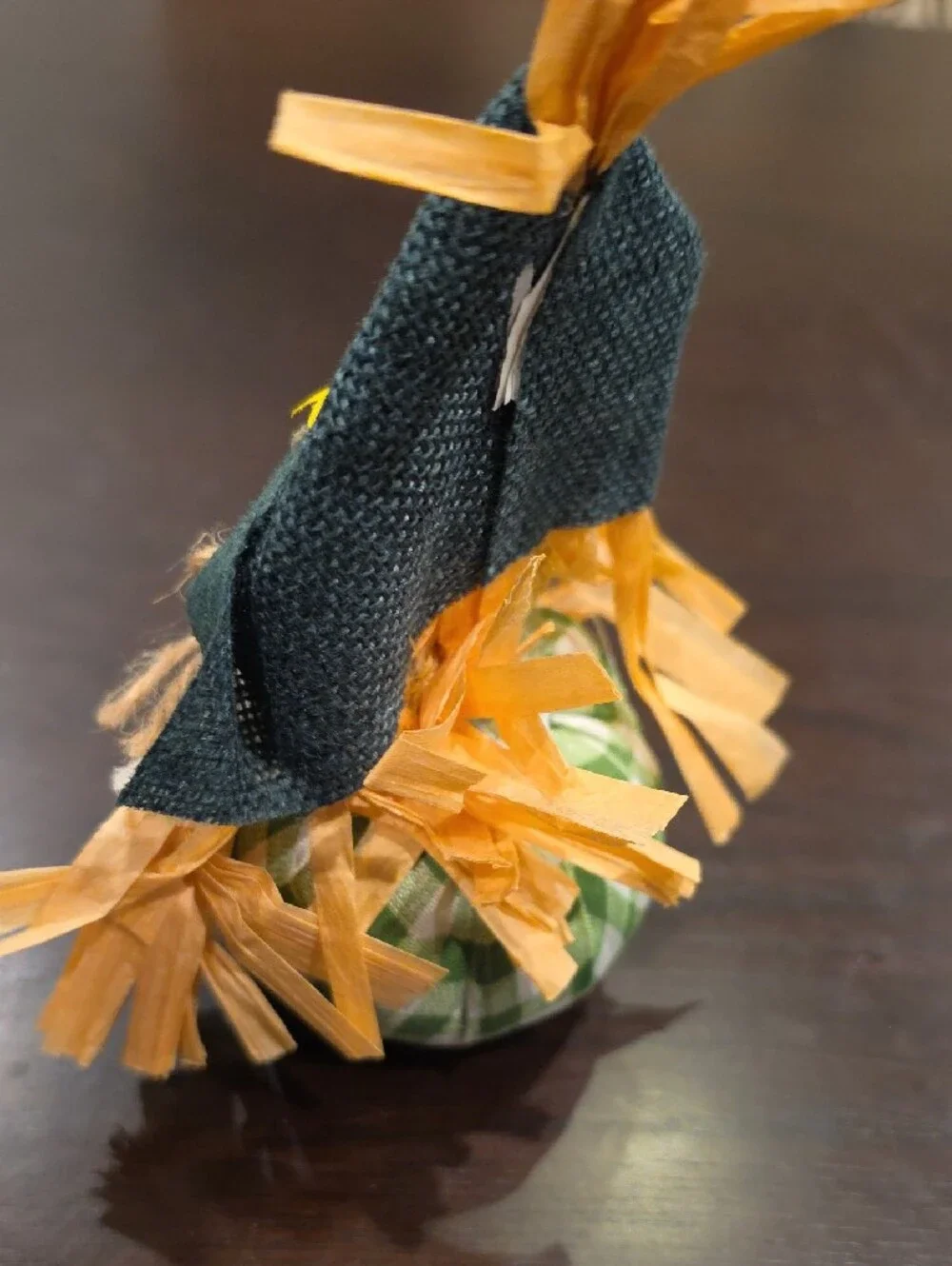 Autumn Scarecrow Table Accent - Green Plaid